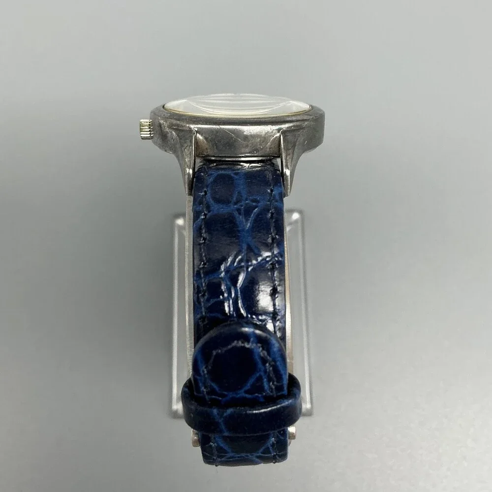 Ecclissi 23182 Womens Watch 29mm Sterling Silver Blue Leather New Battery